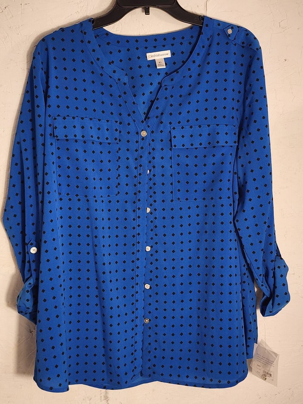 croft and barrow womens tops Blue XL 3/4 Sleeve